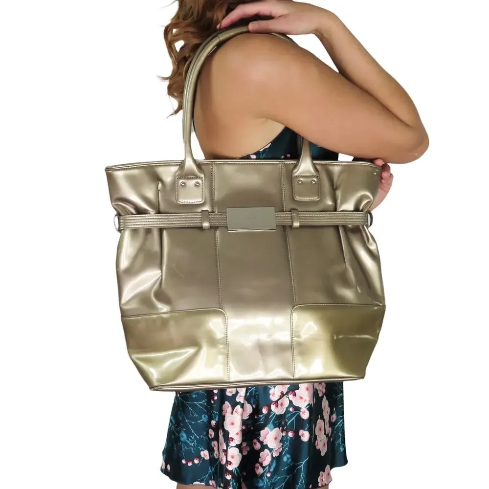 Y2k Vintage Calvin Klein Large Metallic Gold Shoulder Bag Rectangle